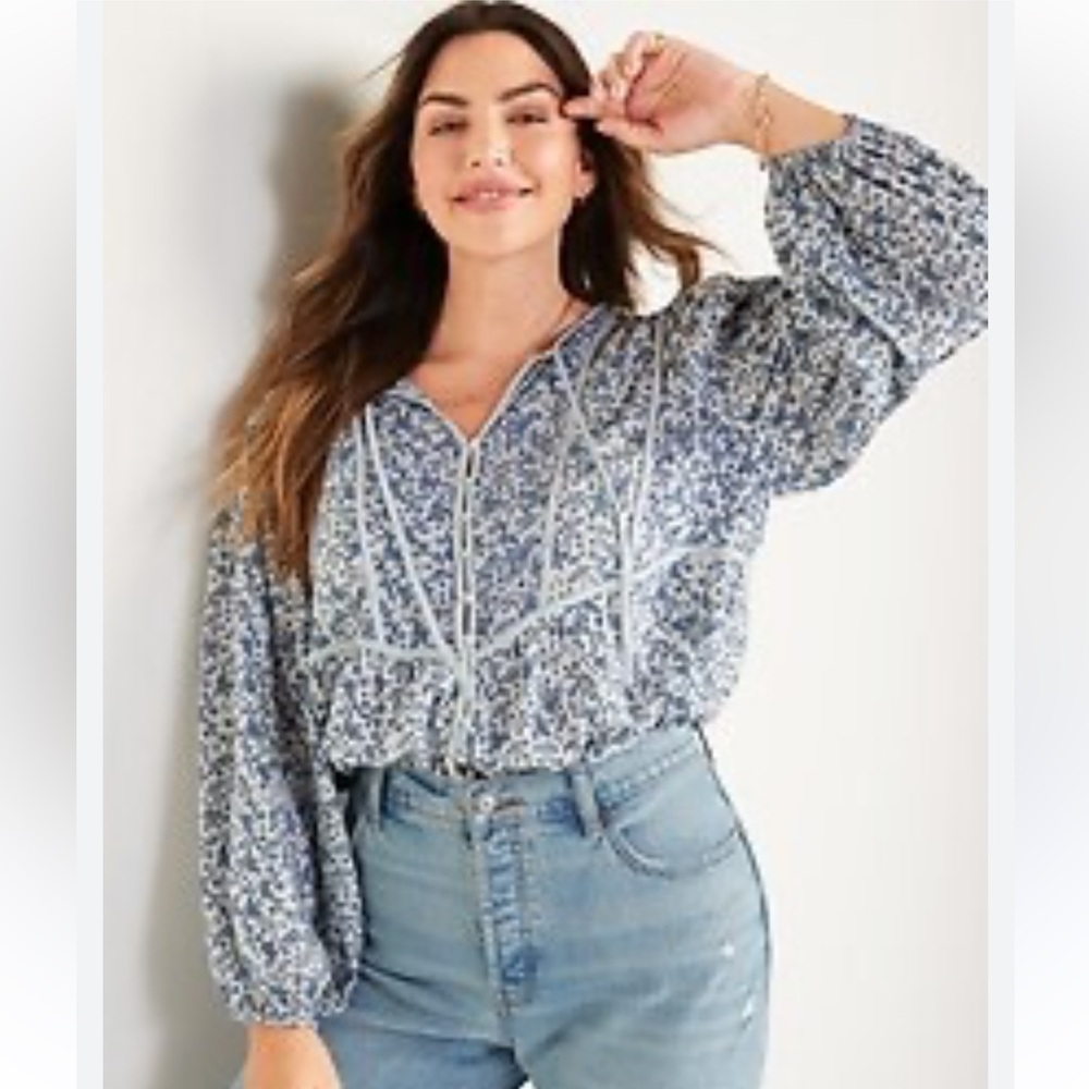 Old Navy Shabby Chic Oversized Poet Blouse Top Sz XL Tall